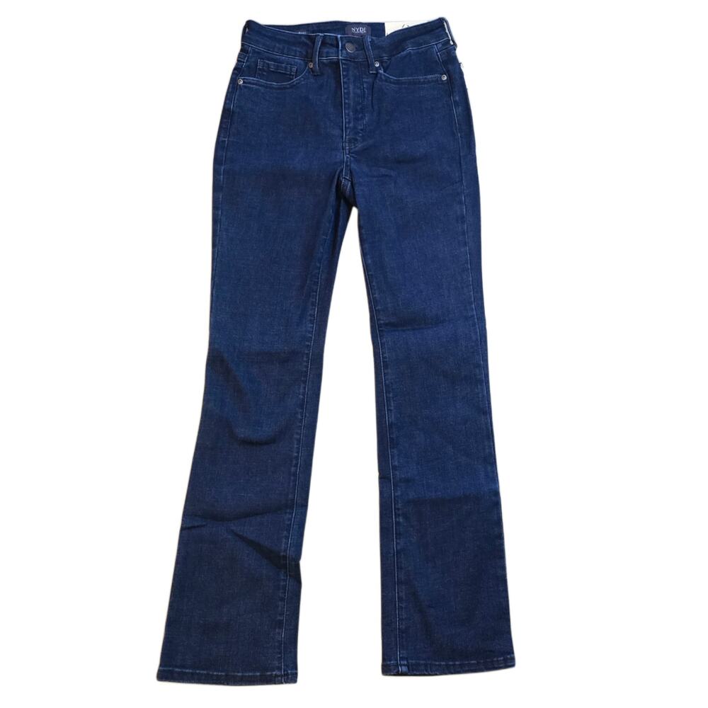 NYDJ Billie Mini Bootcut Jeans High Rise Dark Wash Stretch Denim Size 0P New